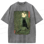 Vintage Ukiyo-e Cat T-Shirt for Summer Vacation