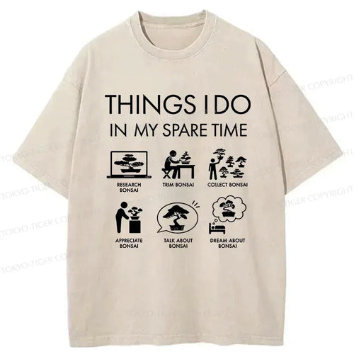 Kyoto-Lion Bonsai Hobby Washed T-Shirt