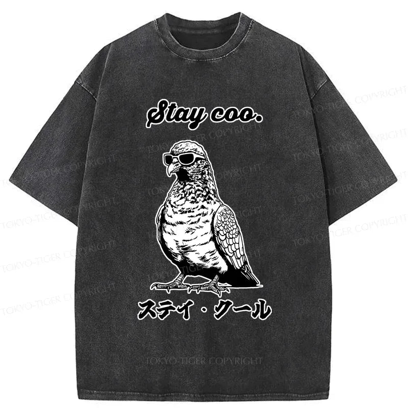 Kyoto-Lion Keep Cool Pigeon Japan Washed T-Shirt