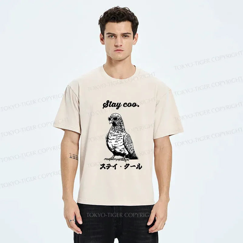 Kyoto-Lion Keep Cool Pigeon Japan Washed T-Shirt