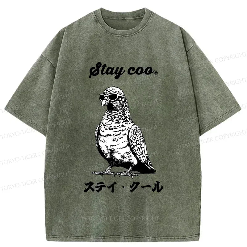 Kyoto-Lion Keep Cool Pigeon Japan Washed T-Shirt