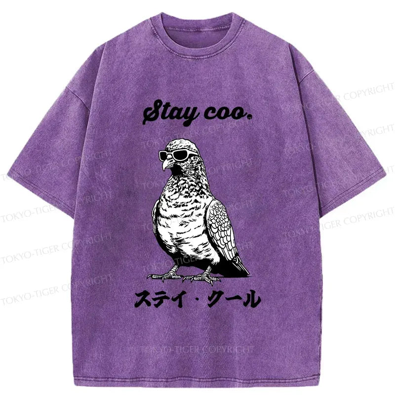 Kyoto-Lion Keep Cool Pigeon Japan Washed T-Shirt