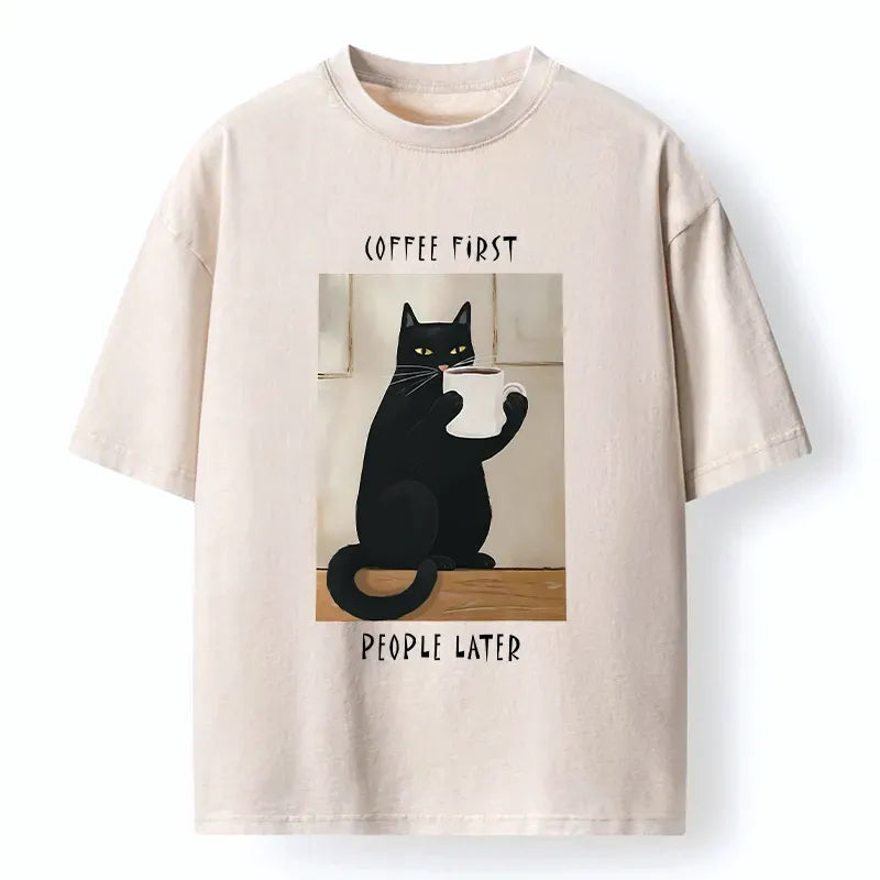 Drink Coffee First Washed T-Shirt for Men
