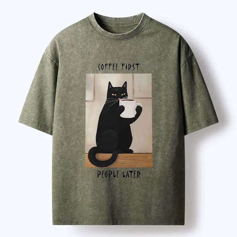 Kyoto-Lion Drink Coffee First Washed T-Shirt