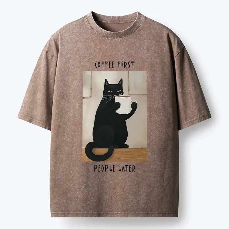 Kyoto-Lion Drink Coffee First Washed T-Shirt