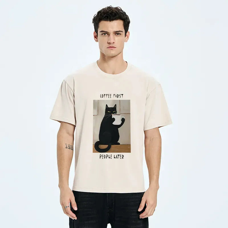 Kyoto-Lion Drink Coffee First Washed T-Shirt