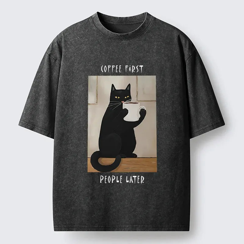 Drink Coffee First Washed T-Shirt for Men