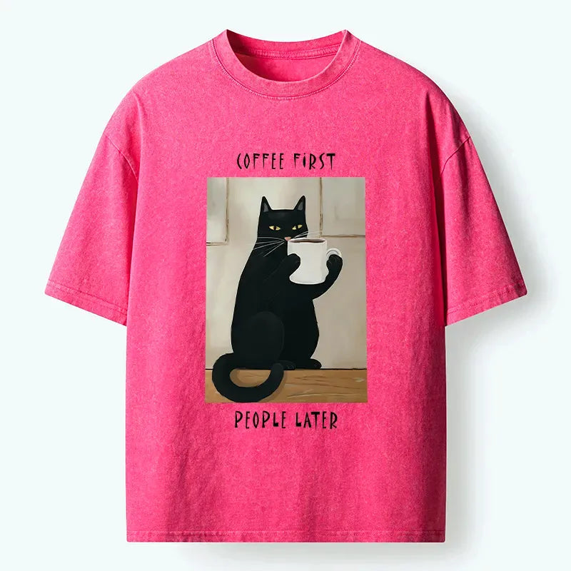Kyoto-Lion Drink Coffee First Washed T-Shirt