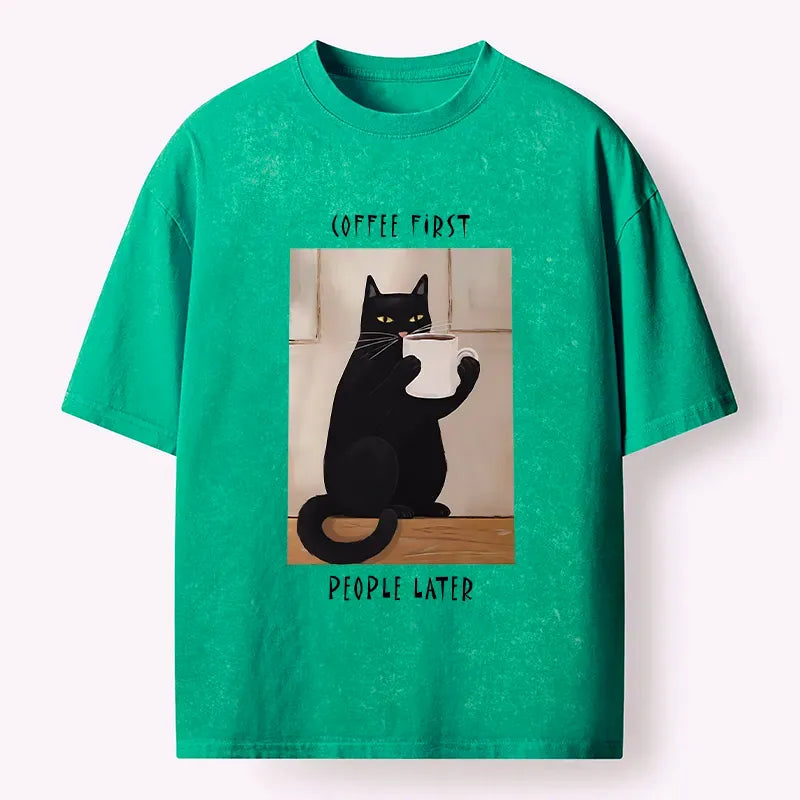 Japanese Vintage Coffee T-Shirt for Daily Wear