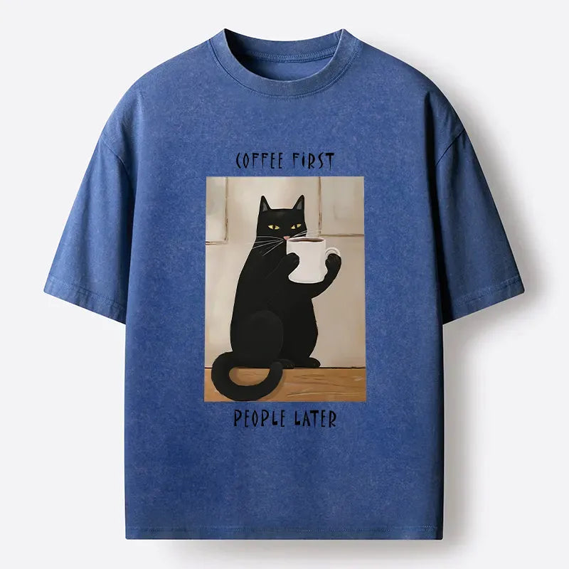 Drink Coffee First Washed T-Shirt for Men