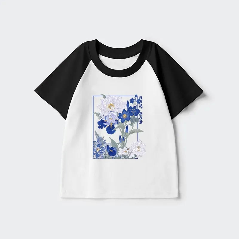 Soft cotton kids raglan tee for gift