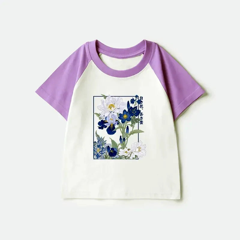 Soft cotton kids raglan tee for gift