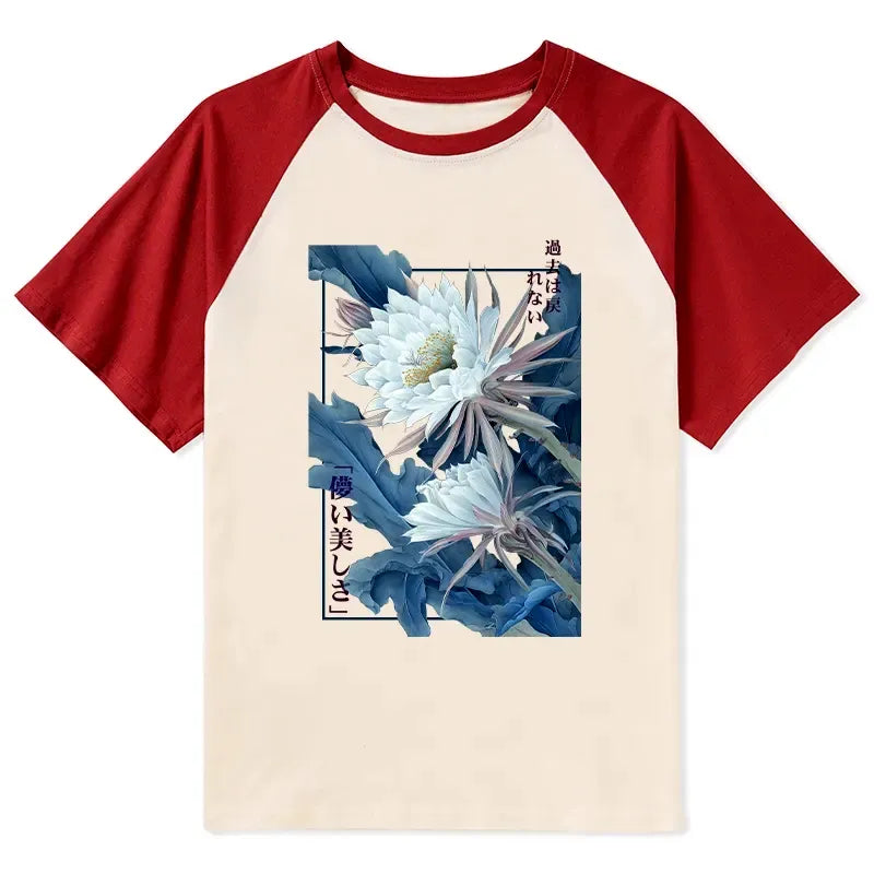 Vintage Epiphyllum Raglan T-shirt for Daily Wear