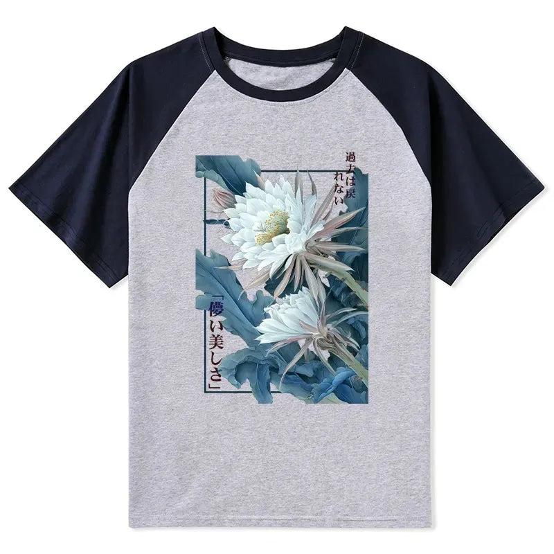 Kyoto-Lion Vintage Epiphyllum-Short-lived beauty Poster Raglan T-shirt