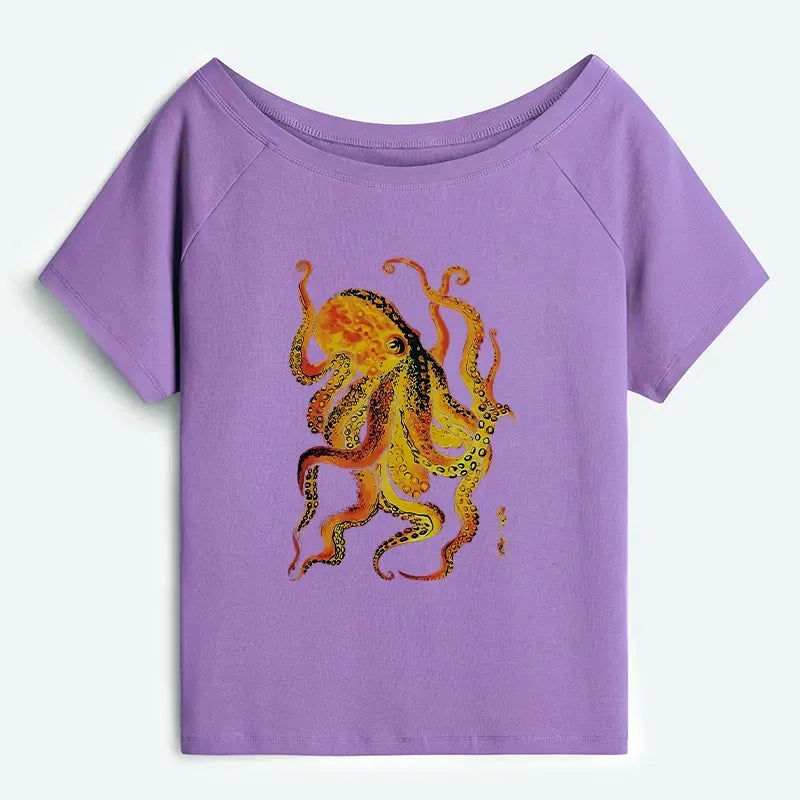 Trendy Japanese Style Octopus T-Shirt