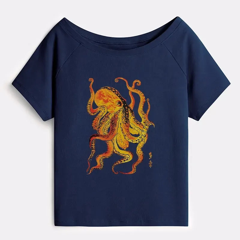 Trendy Japanese Style Octopus T-Shirt