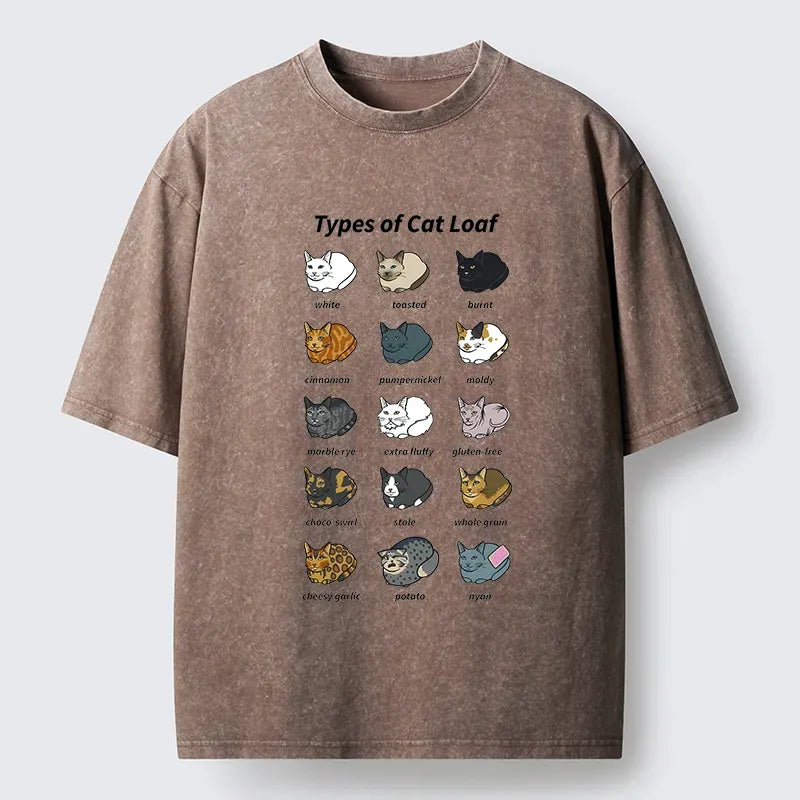 Kyoto-Lion Various Cat-shaped Breads Washed T-Shirt
