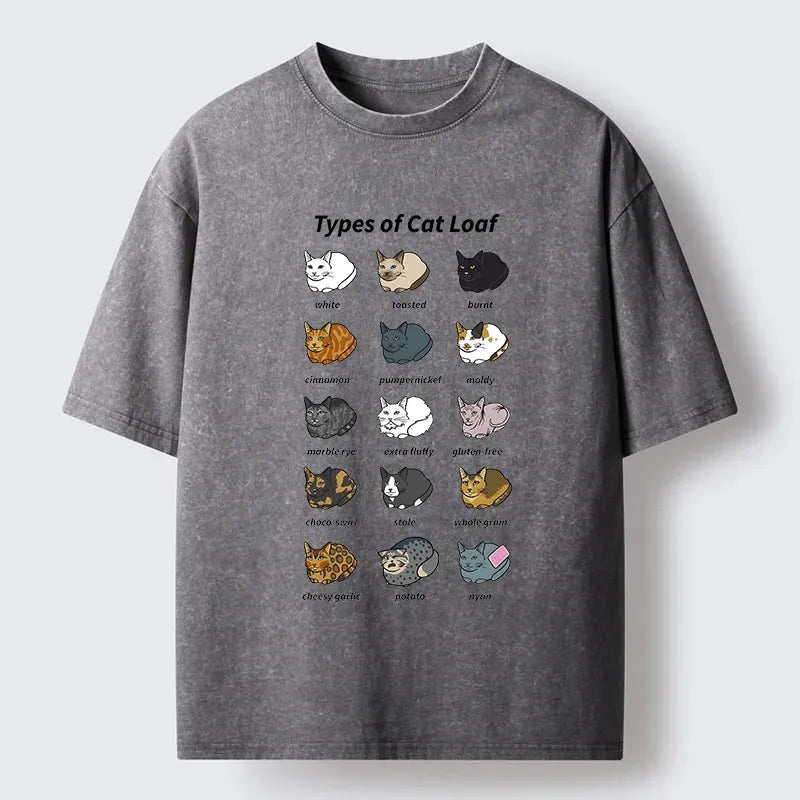 Kyoto-Lion Various Cat-shaped Breads Washed T-Shirt