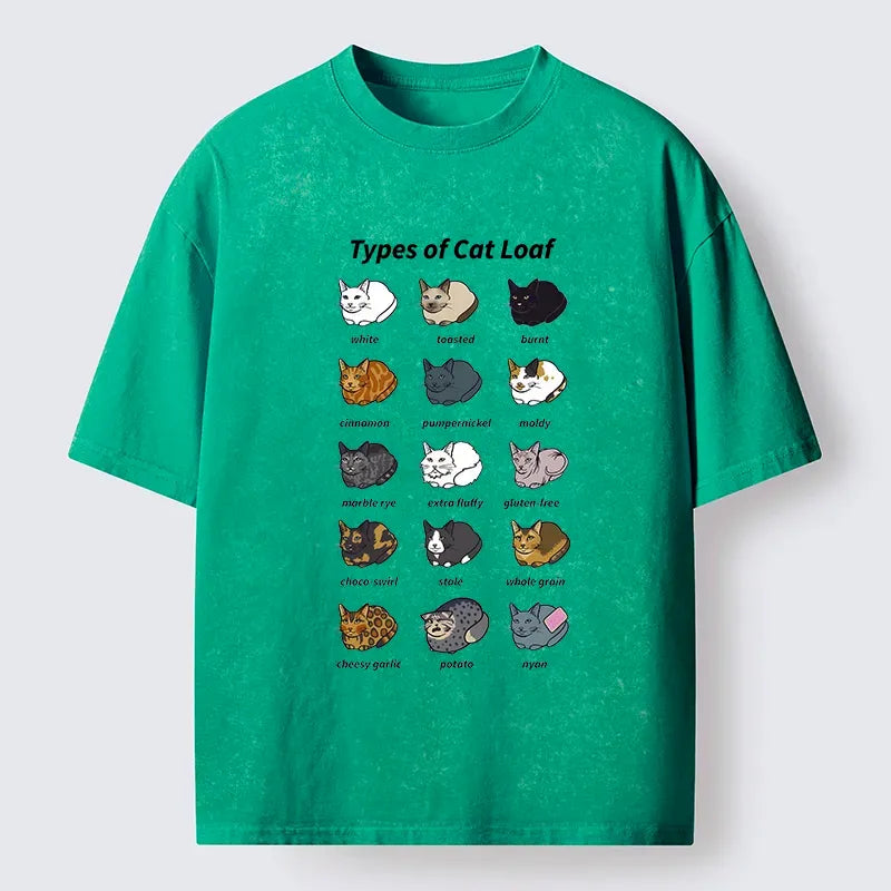 Kyoto-Lion Various Cat-shaped Breads Washed T-Shirt