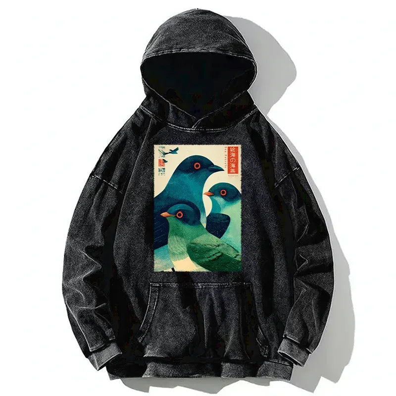 Japanese Vintage Washed Hoodie for Daily Wear