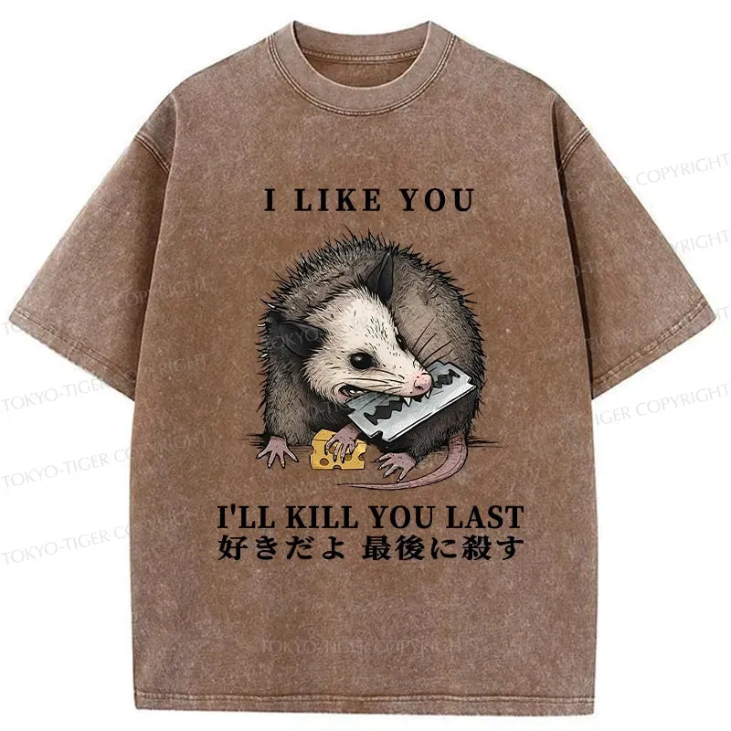 Washed retro streetwear t-shirt for summer