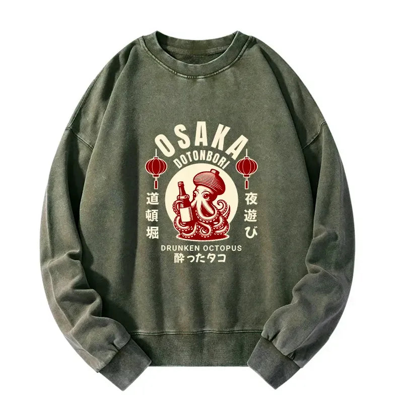 Kyoto-Lion Retro Osaka Octopus Washed Sweatshirt