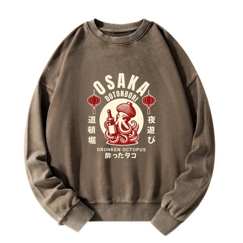 washed japanese sweatshirt for daily wear