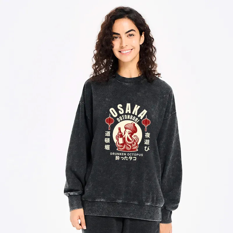 Kyoto-Lion Retro Osaka Octopus Washed Sweatshirt
