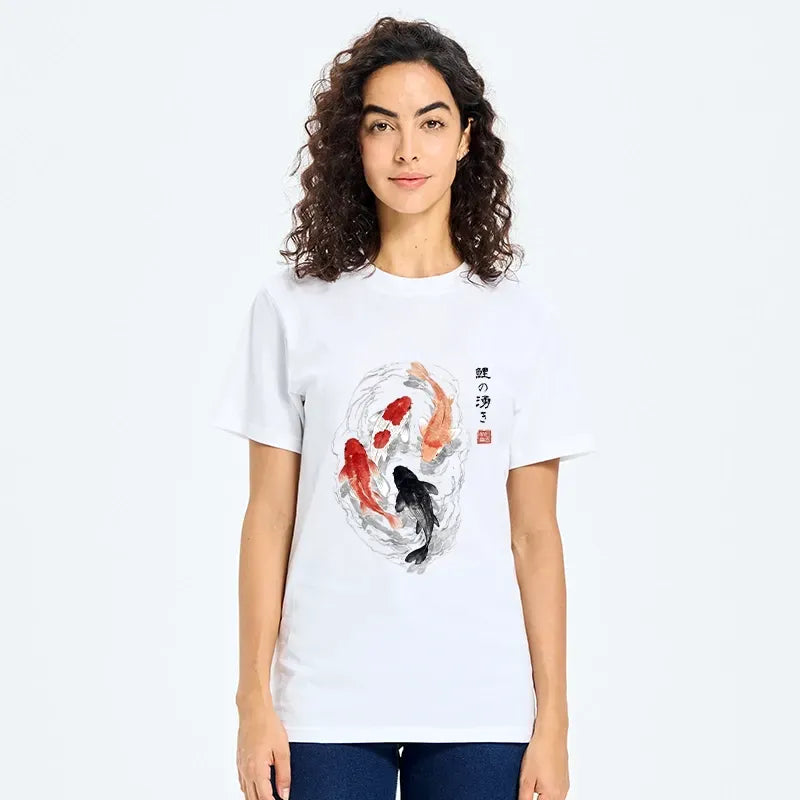 Traditional Ink Style Koi Tee On Sale