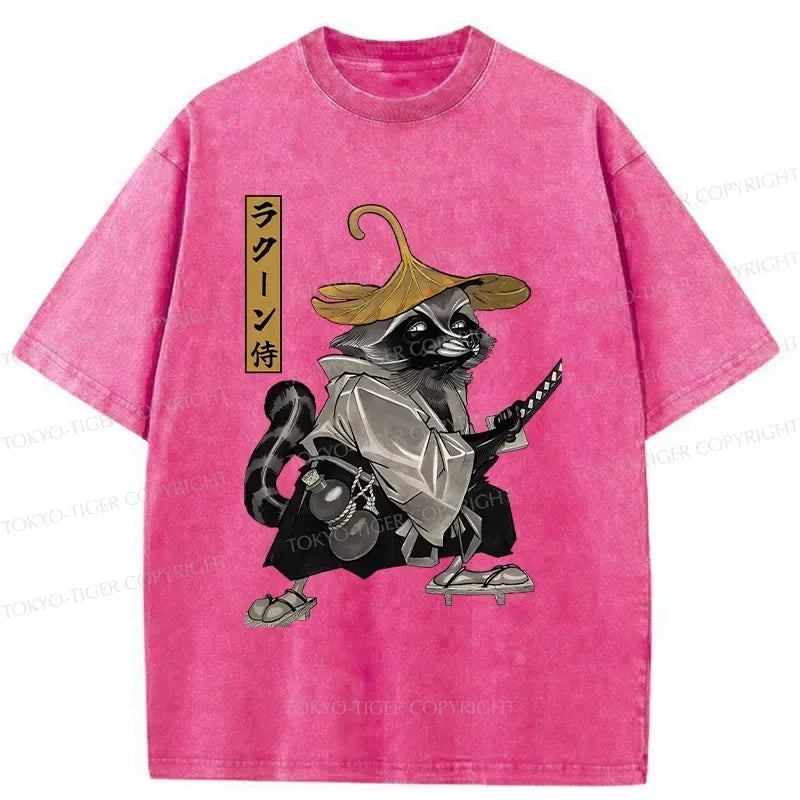 Japanese Samurai Washed T-Shirt for Streetwear