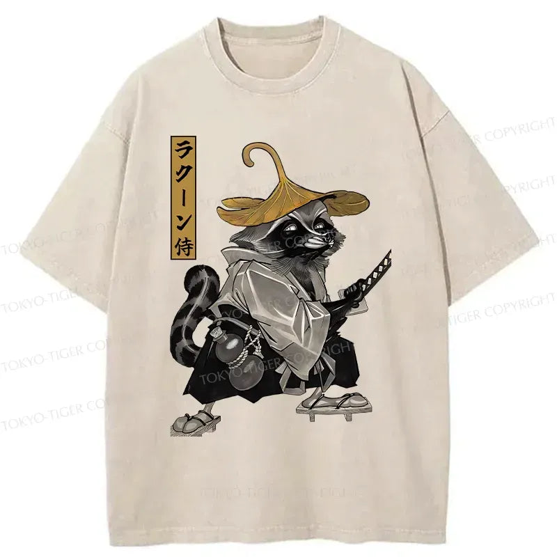 Ukiyo-e Samurai Raccoon Tee for Casual Wear