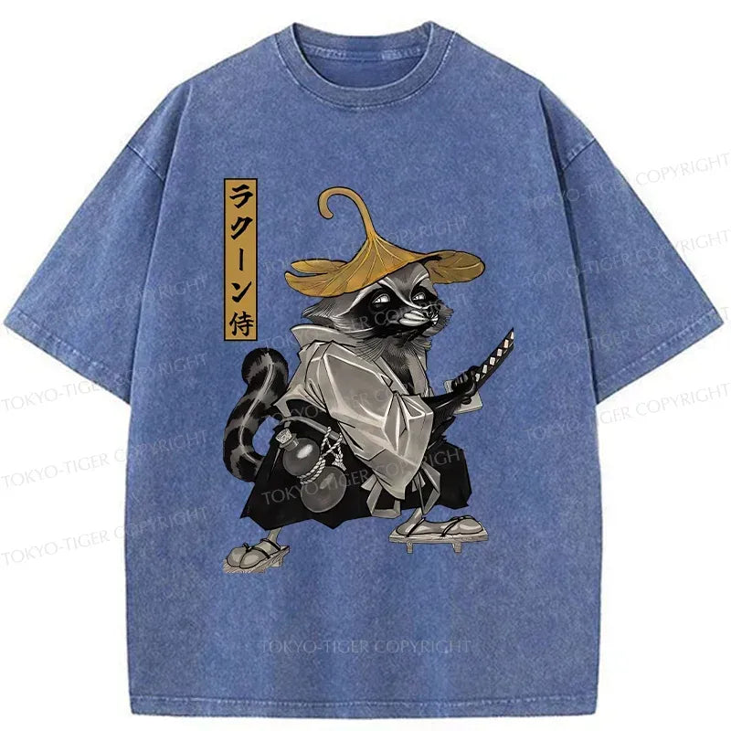 Japanese Samurai Washed T-Shirt for Streetwear