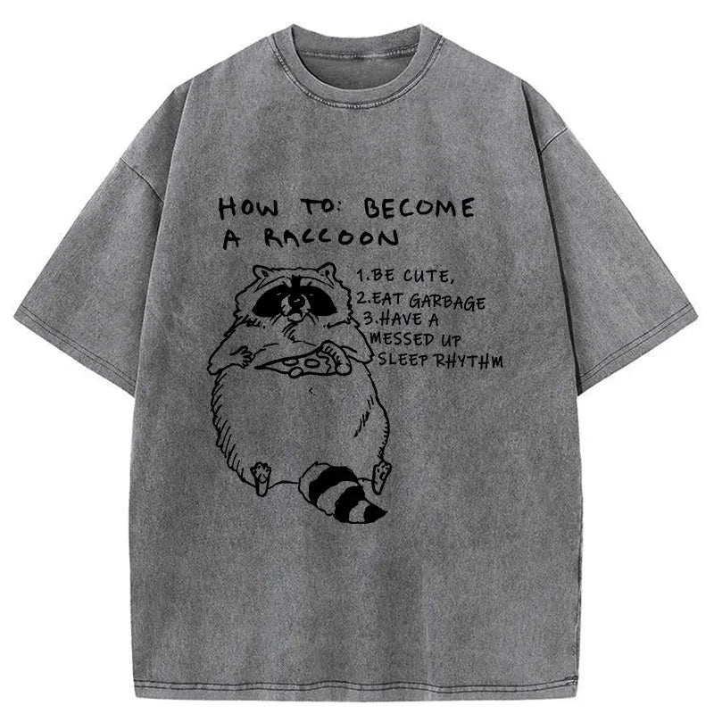 washed raccoon t-shirt for casual wear
