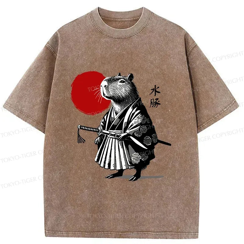 Trendy Japanese Capybara Samurai Tee for Summer