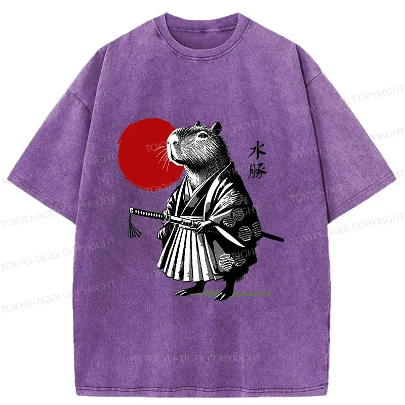 Comfortable Washed Capybara Samurai T-Shirt