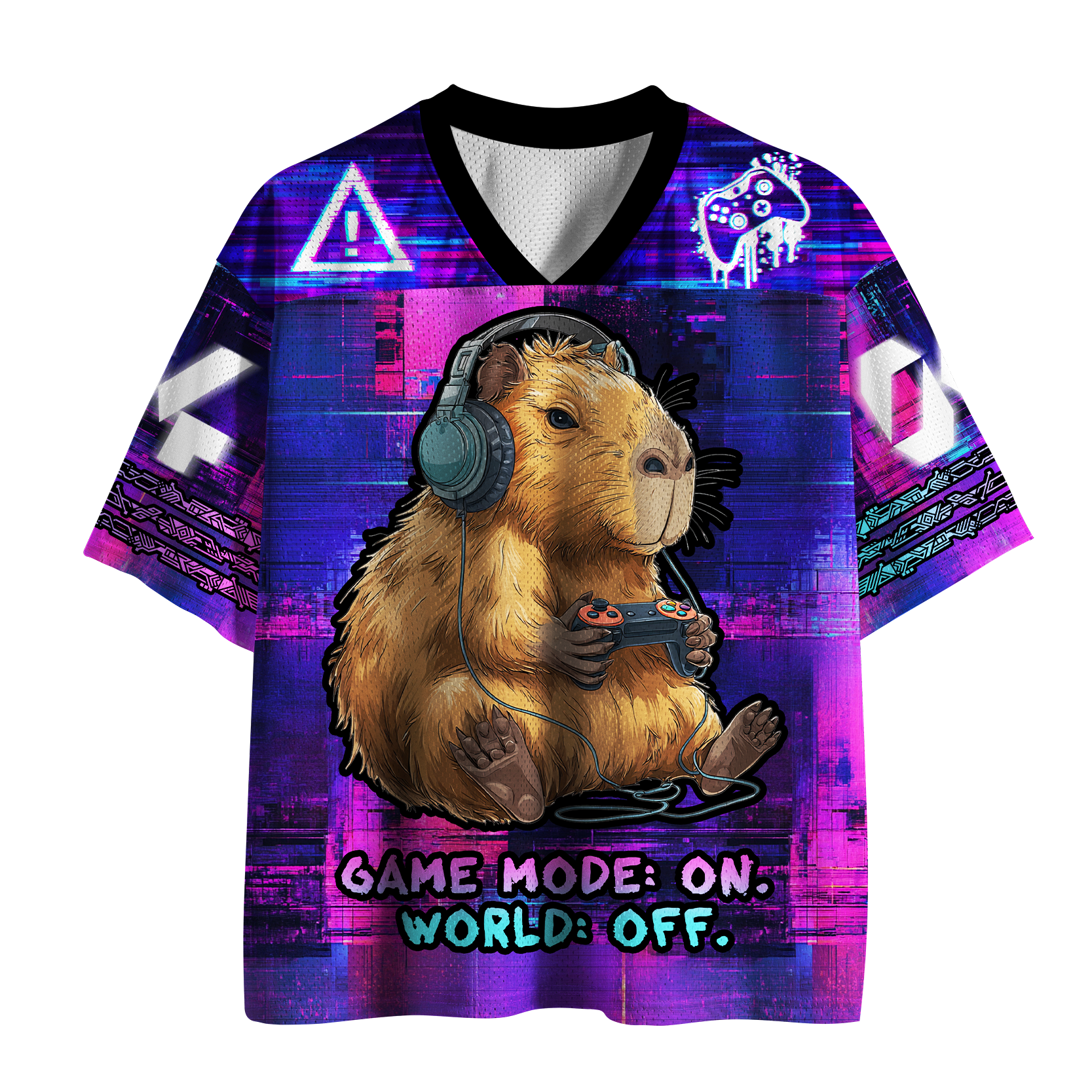 Kyoto-Lion Gamer Capybara 'Game Mode On' Cyberpunk Mesh Jersey