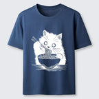 Line Art Cat Ramen T Shirt Limited Edition