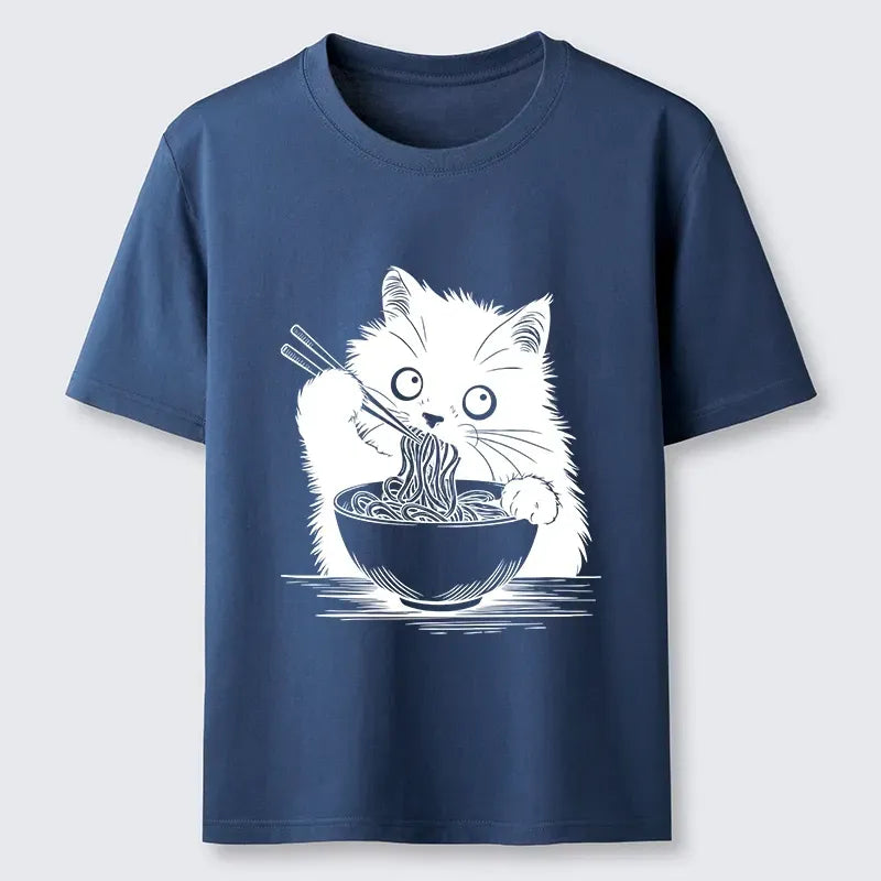 Line Art Cat Ramen T Shirt Limited Edition