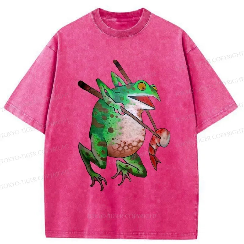 Funny Frog Picking Shrimp T-Shirt for Summer