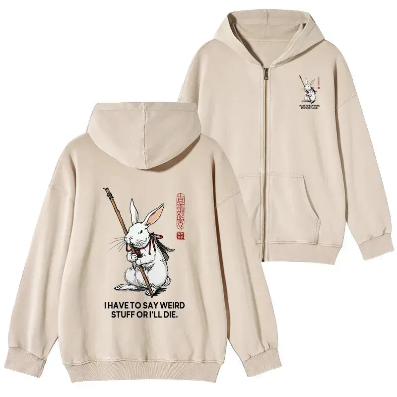 washed Japanese zip hoodie for daily wear
