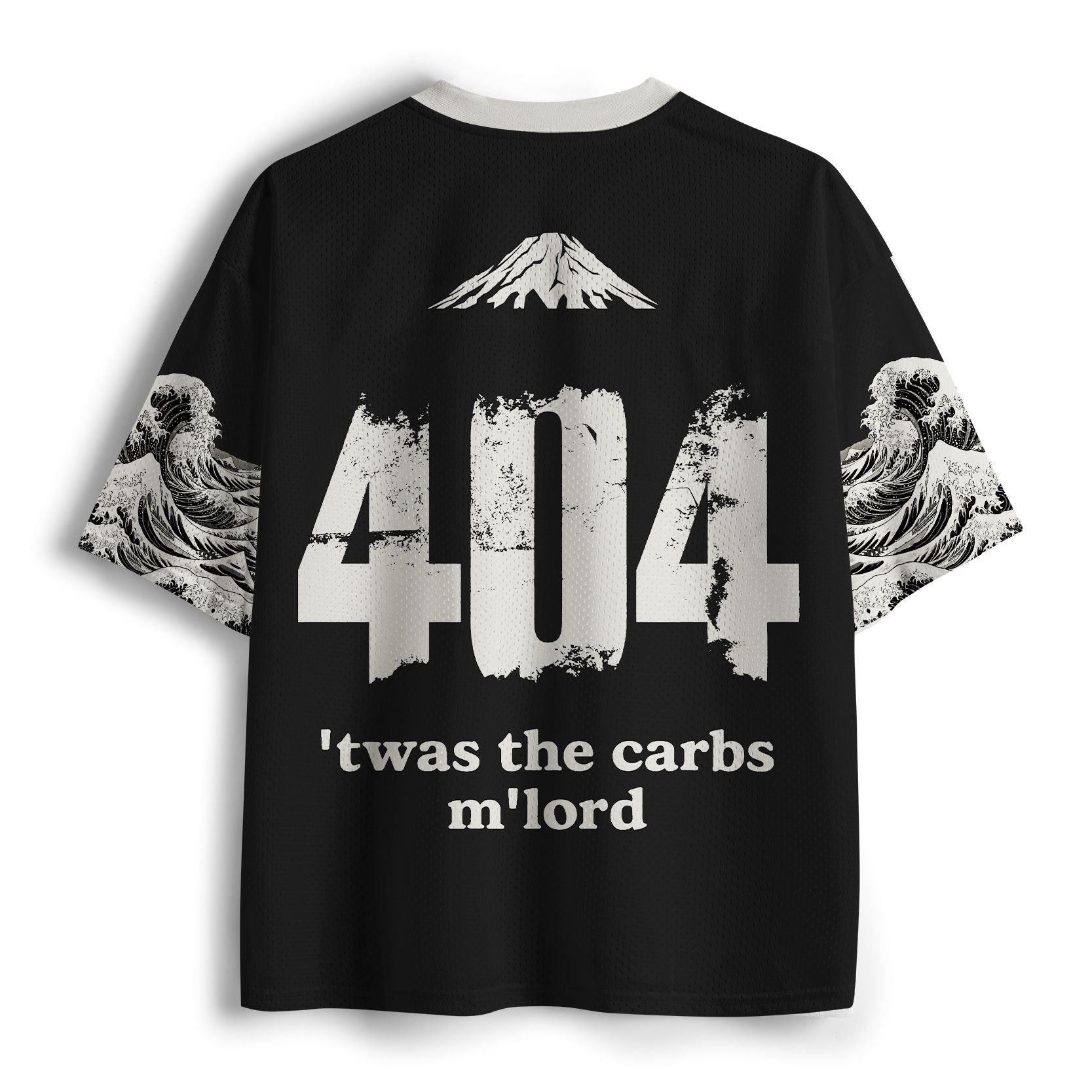 Kyoto-Lion Funny Fat Samurai Print Frog Mesh Jersey