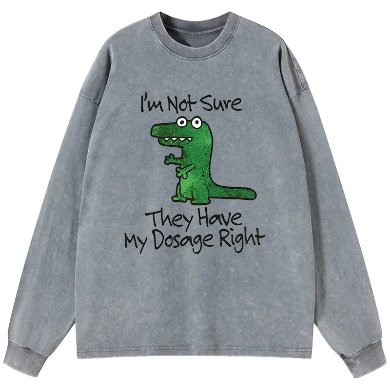 Sarcastic Ironic Washed Long Sleeve Shirt for Streetwear