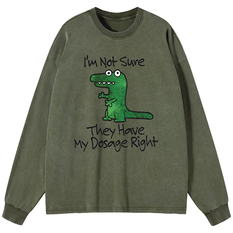 Sarcastic Ironic Washed Long Sleeve Shirt for Streetwear