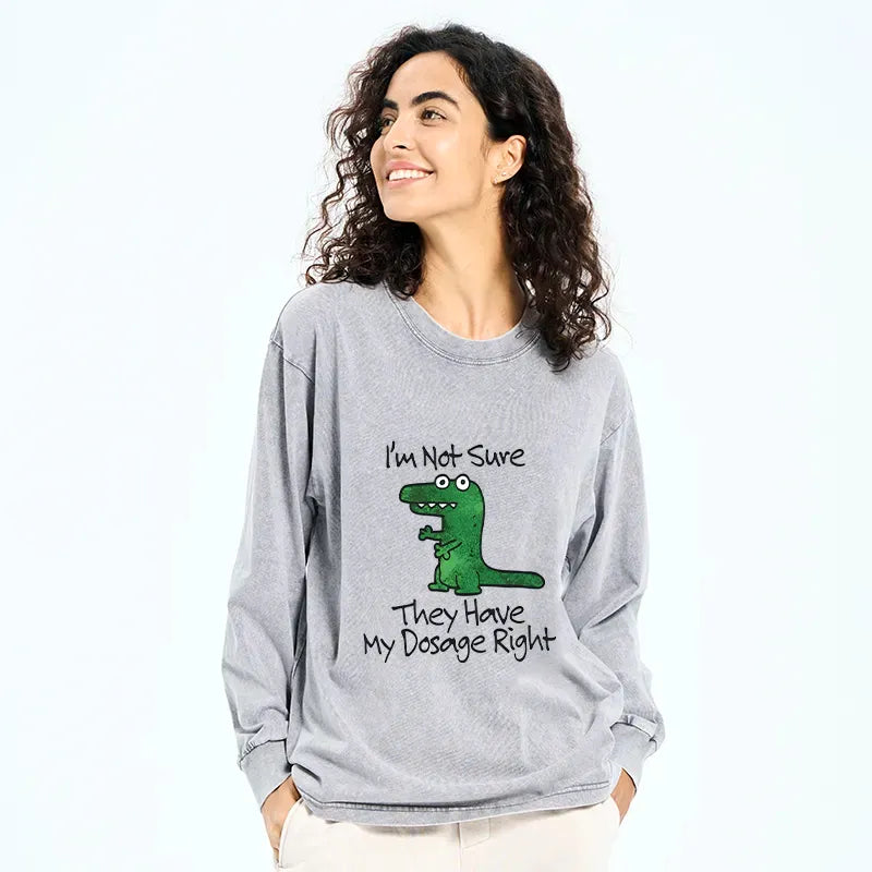 Sarcastic Ironic Washed Long Sleeve Shirt for Streetwear