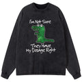 Kyoto-Lion Dinosaur Meme Sarcastic Ironic Washed Long Sleeve T-Shirt