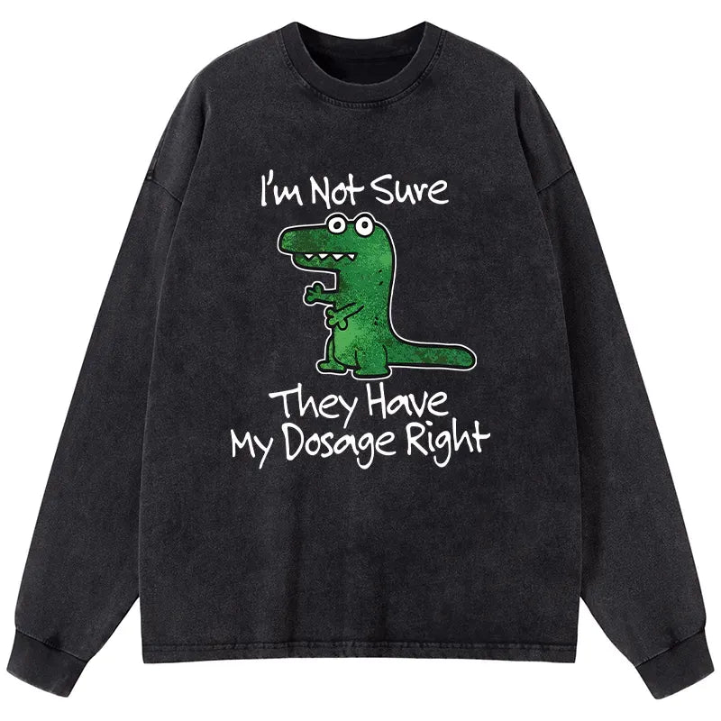 Kyoto-Lion Dinosaur Meme Sarcastic Ironic Washed Long Sleeve T-Shirt