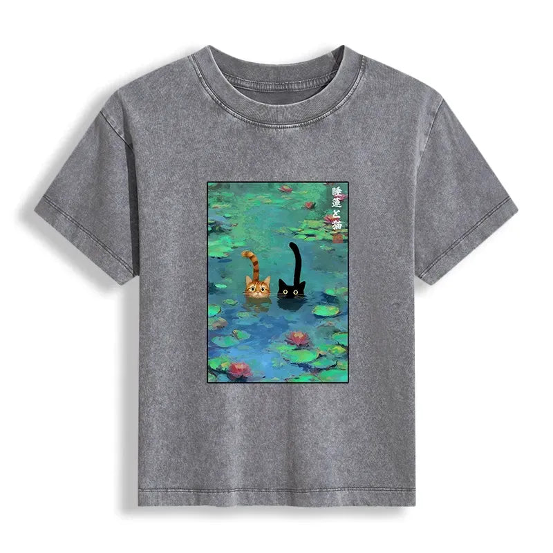 kyoto lion japanese cat tee for women