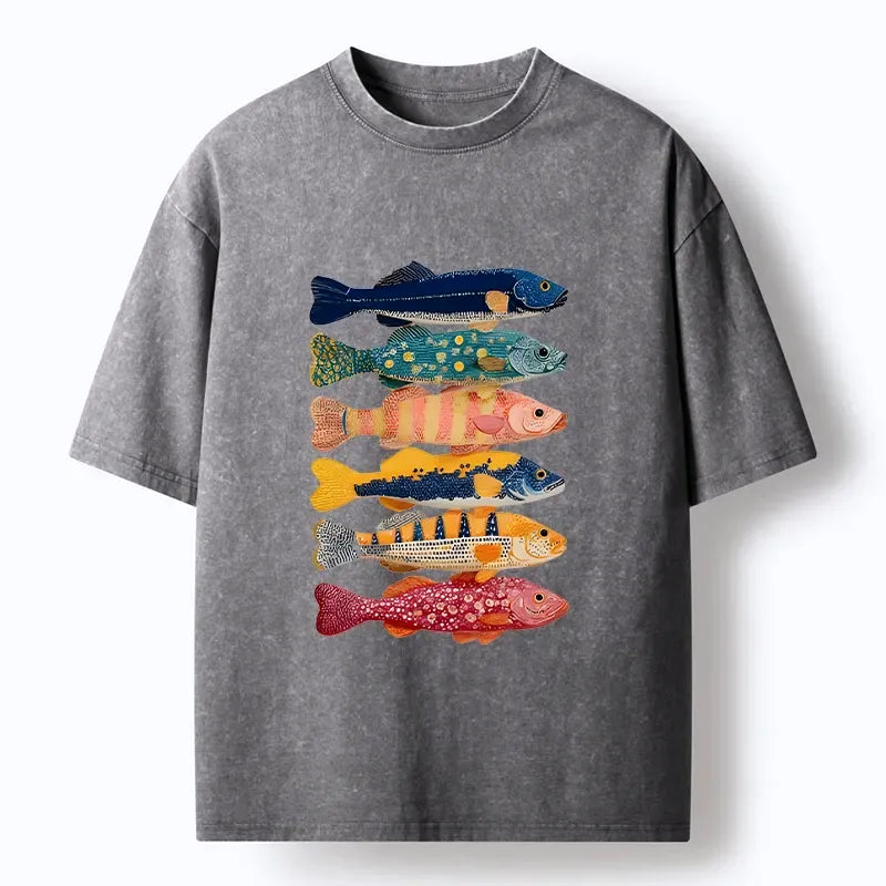 Japanese colorful fish art t-shirt