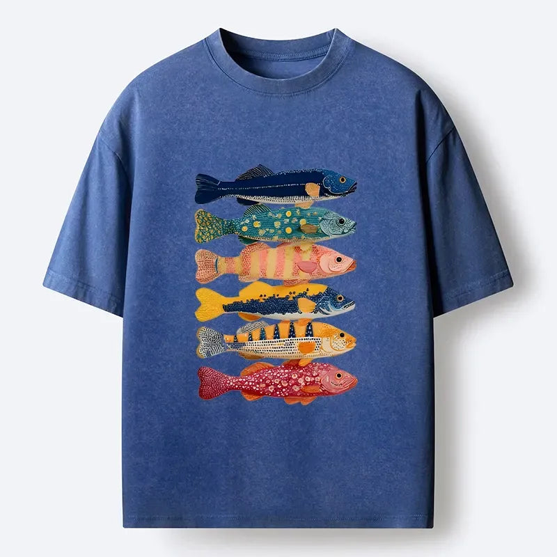 Japanese colorful fish art t-shirt