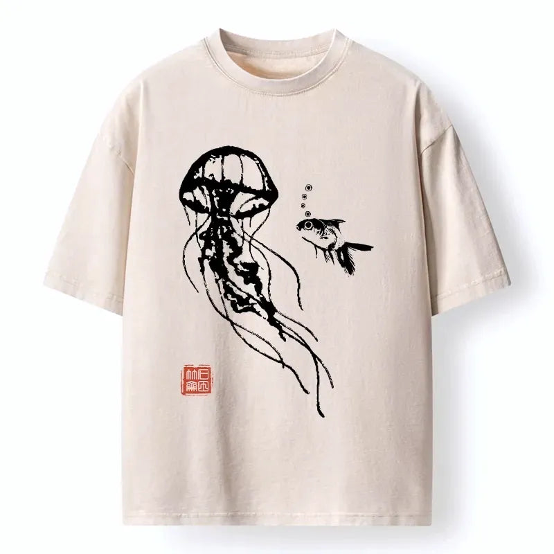 Japanese Ink Wash Unisex T-Shirt for Daily Wear